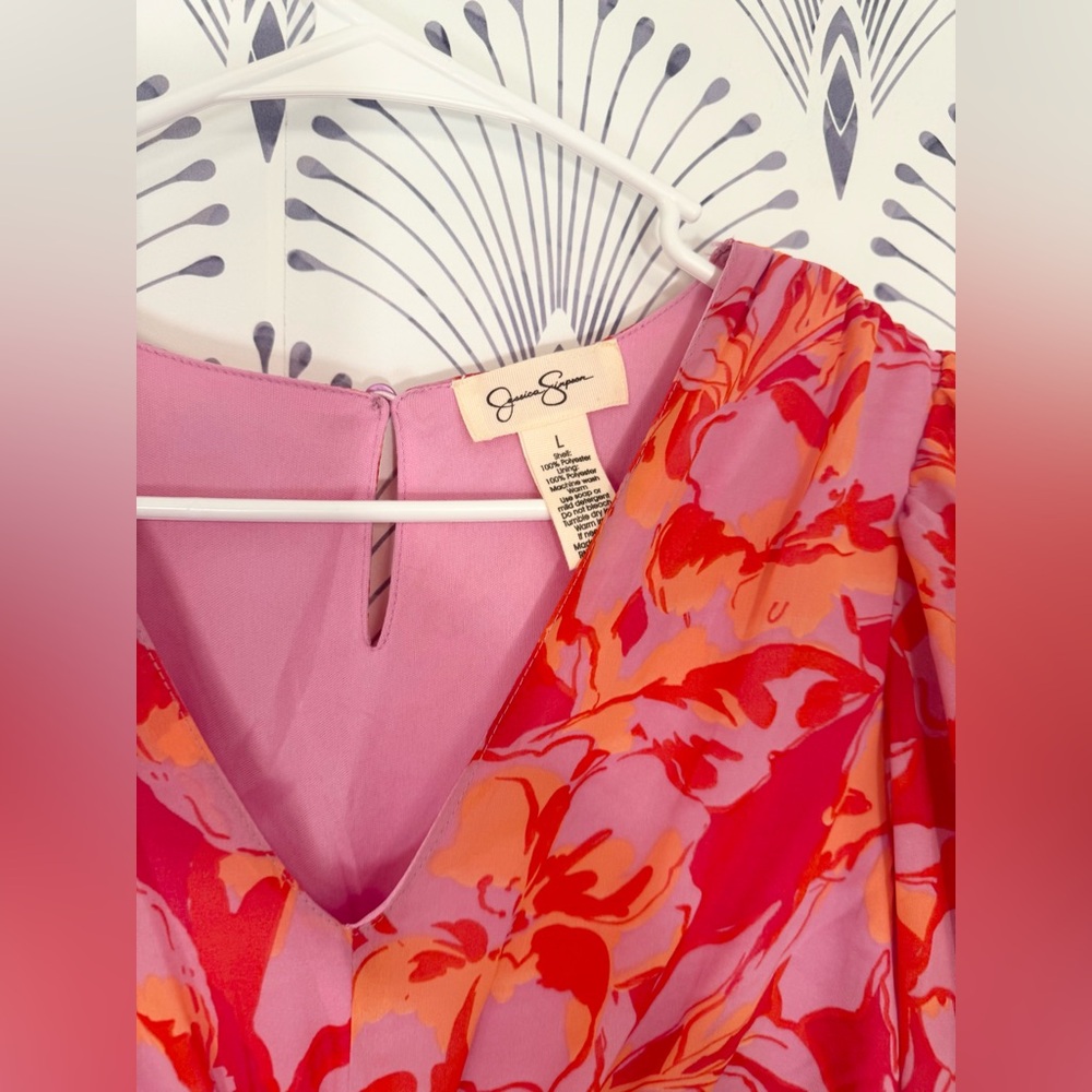 Jessica Simpson Pink and Orange Ruffled Tiered Sundress - Picture 3 of 7